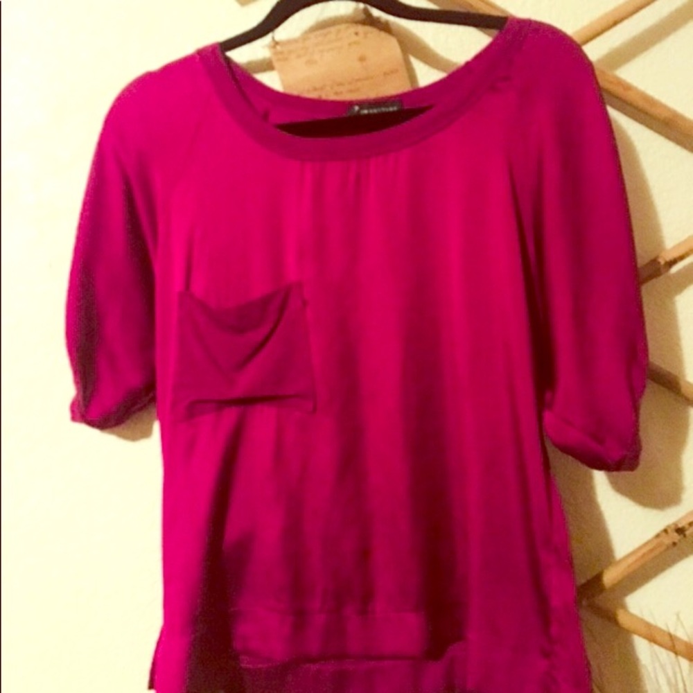 Fuchsia short sleeve blouse